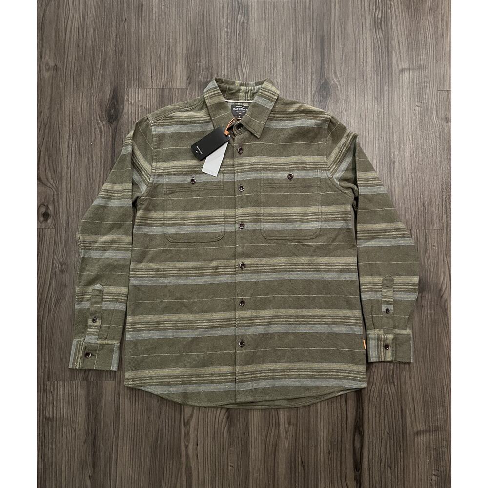 NWT QUIKSILVER Men's Small HORIZONTAL RIDGE Flannel Shirt Waterman Collection